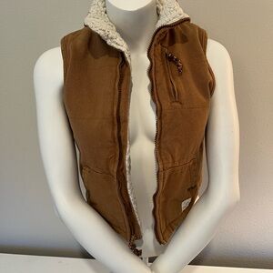 Country western vintage style Brown Sherpa-Lined Vest small Carhartt style